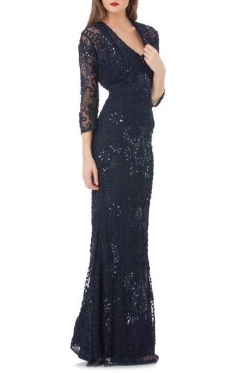 Women's Js Collections Soutache Mermaid Gown With Bolero