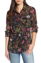 Women's Kut From The Kloth Eve Print Semi-sheer Blouse - Black