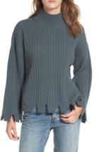 Women's Moon River Chewed Hem Turtleneck Sweater - Green