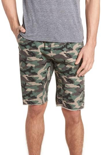 Men's The Rail Camo Print Cutoff Twill Shorts - Brown