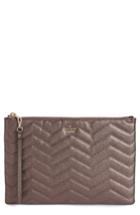 Women's Kate Spade New York Reese Park - Finley Quilted Leather Clutch - Grey