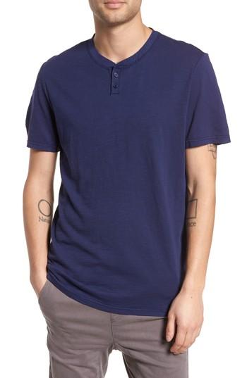 Men's The Rail Garment Dye Slub Knit Henley, Size - Blue