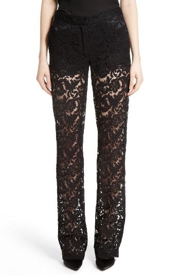 Women's Adam Lippes Lace Tuxedo Pants - Black