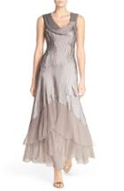 Women's Black By Komarov Beaded Charmeuse & Chiffon A-line Gown