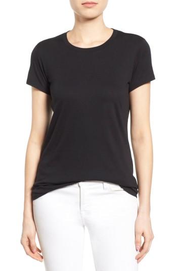 Petite Women's Halogen Short Sleeve Crewneck Tee, Size P - Black