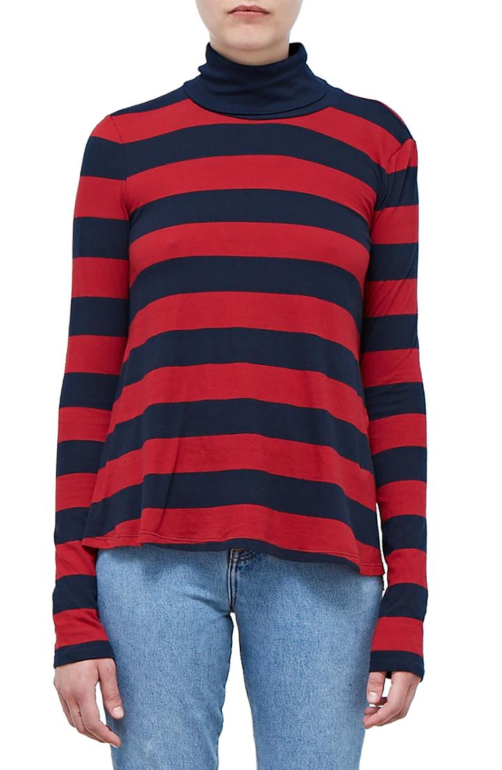 Women's Stateside Rugby Stripe Turtleneck Top - Blue