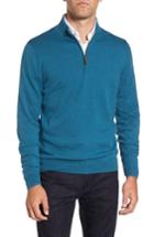Men's Nordstrom Men's Shop Half Zip Cotton & Cashmere Pullover, Size - Blue/green
