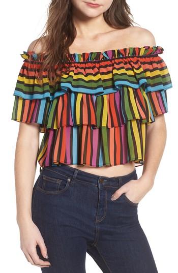 Women's Wayf Toulon Tiered Ruffle Top - Red
