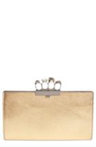 Alexander Mcqueen Knuckle Clasp Metallic Leather Clutch - Metallic