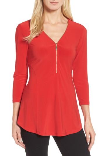 Women's Chaus Zip Front Top - Red