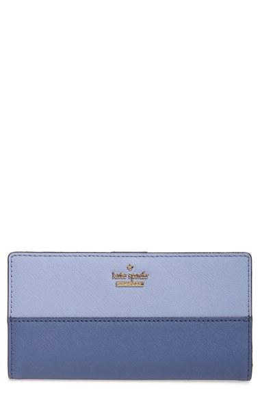 Women's Kate Spade New York 'cameron Street - Stacy' Textured Leather Wallet - Blue