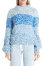 Women's Ganni Julliard Stripe Mohair & Wool Sweater - Blue