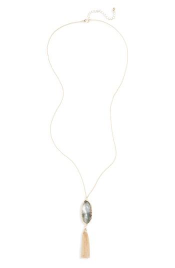 Women's Bp. Mother Of Pearl Tassel Pendant Necklace