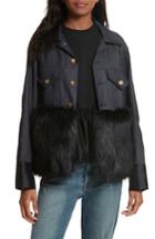 Women's Harvey Faircloth Denim Jacket With Faux Fur Trim