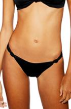 Women's Topshop Ribbed Side Knot Bikini Bottoms Us (fits Like 0-2) - Black