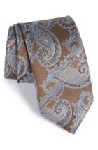Men's Canali Paisley Silk Tie, Size X-long - Brown