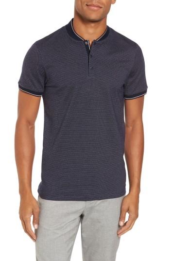 Men's Ted Baker London Moono Baseball Collar Polo (l) - Blue