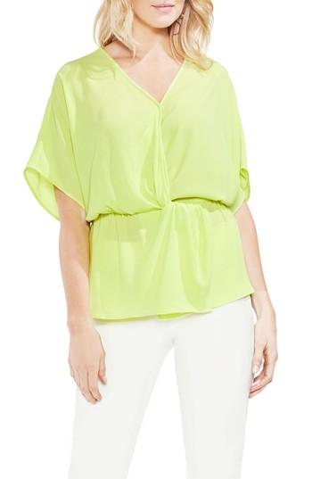 Women's Vince Camuto Cinch Front Stretch Crepe Blouse - Green