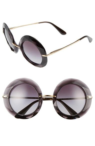 Women's Dolce & Gabbana 50mm Round Sunglasses - Transparent Grey