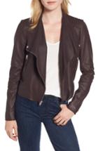 Women's Marc New York Feather Leather Moto Jacket - Black