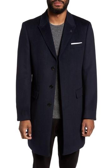 Men's Ted Baker London Endurance Wool & Cashmere Overcoat R - Blue
