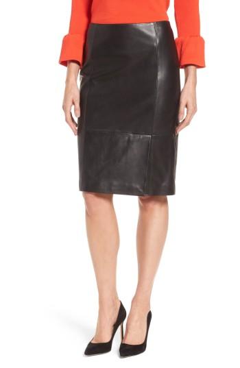 Women's Boss Sepama Leather Pencil Skirt R - Black
