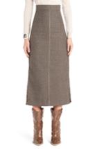 Women's Fendi Silk Logo Godet Stretch Wool Skirt Us / 42 It - Grey