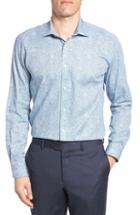 Men's Ted Baker London Quizz Trim Fit Paisley Dress Shirt - 34/35 - Blue