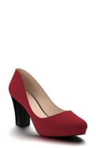 Women's Shoes Of Prey Block Heel Platform Pump A - Red