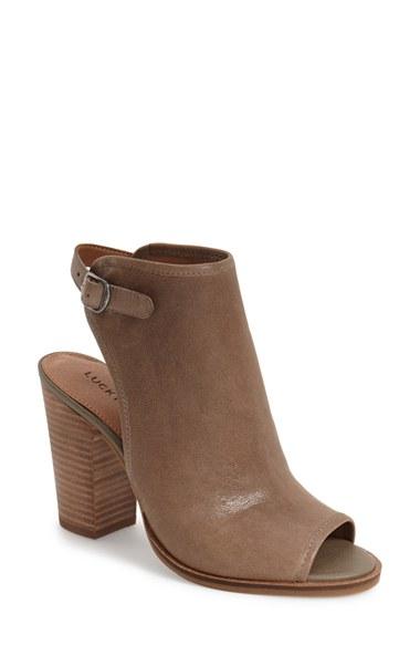 Women's Lucky Brand 'lisza' Open Toe Bootie M - Beige
