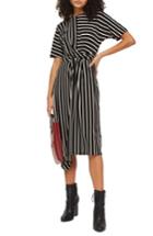 Women's Topshop Stripe Jersey Drape Midi Dress Us (fits Like 0) - Black