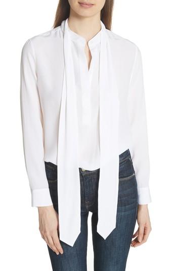 Women's Equipment Carleen Tie Neck Silk Blouse - White