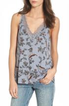 Women's Bp. Lace Trim Print Tank, Size - Blue