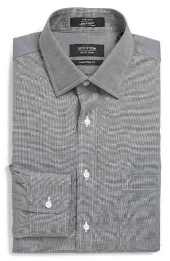 Men's Nordstrom Men's Shop Traditional Fit Non-iron Solid Dress Shirt - 36 - Grey