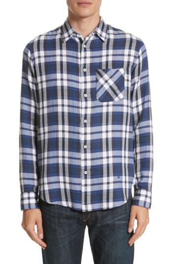 Men's Rag & Bone Fit 3 Beach Plaid Woven Shirt - Blue