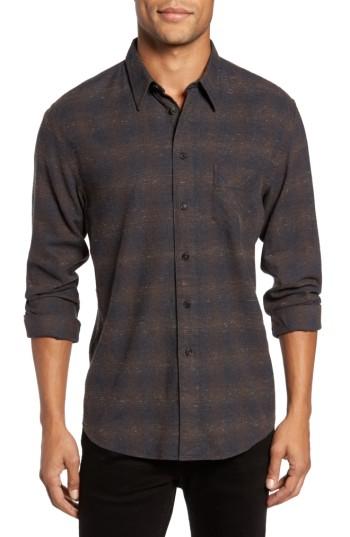 Men's Billy Reid Walland Standard Fit Dobby Plaid Sport Shirt - Brown