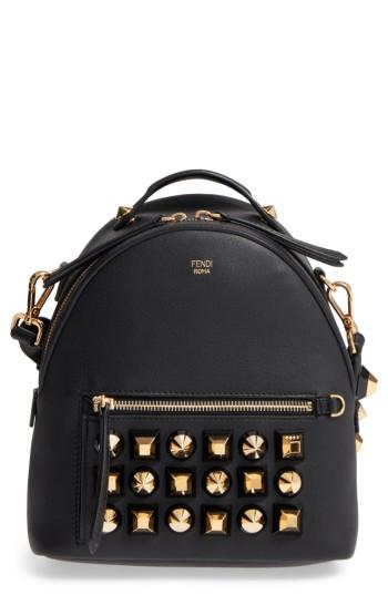 Fendi Mini Studded Leather Backpack - Black