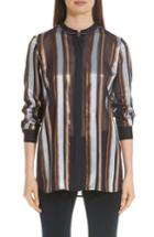 Women's Lafayette 148 New York Brayden Stripe Blouse - Blue