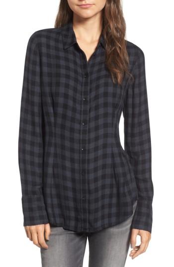 Women's Treasure & Bond Plaid Corset Shirt, Size - Blue