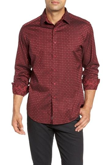 Men's Robert Graham Harris Classic Fit Sport Shirt - Burgundy