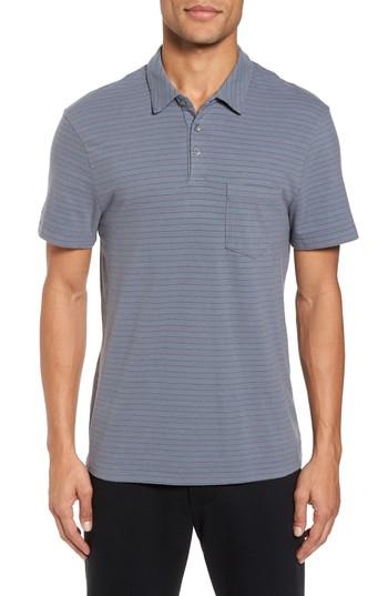 Men's James Perse Shadow Stripe Jersey Pocket Polo (s) - Grey