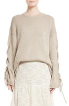 Women's See By Chloe Lace-up Sleeve Pullover - Beige