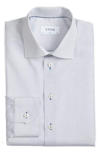 Men's Eton Slim Fit Pattern Dress Shirt - White