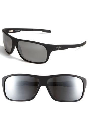 Men's Maui Jim 'island Time - Polarizedplus' Rectangle Wrap 64mm Sunglasses -