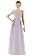 Women's Alfred Sung Scoop Neck Dupioni Full Length Dress - Metallic