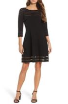 Women's Eliza J Mesh Fit & Flare Dress - Black