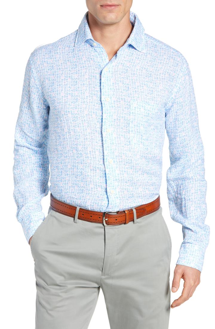Men's Peter Millar Lil Friday Regular Fit Sport Shirt - Blue/green