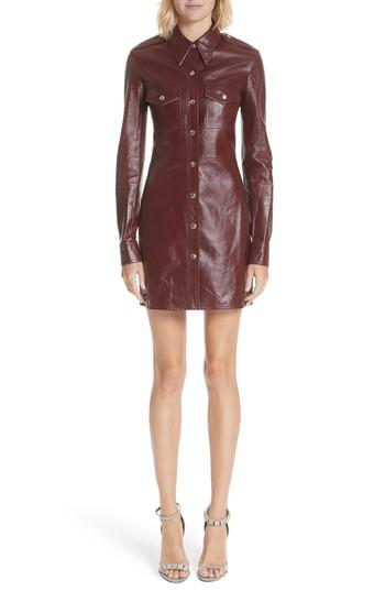 Women's Calvin Klein 205w39nyc Leather Western Shirtdress Us / 38 It - Red