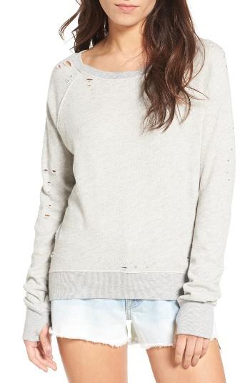 Women's Pam & Gela 'annie' Destroyed High/low Sweatshirt - Grey