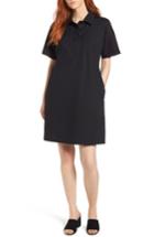 Women's Eileen Fisher Organic Cotton Poplin Shirtdress, Size - Black